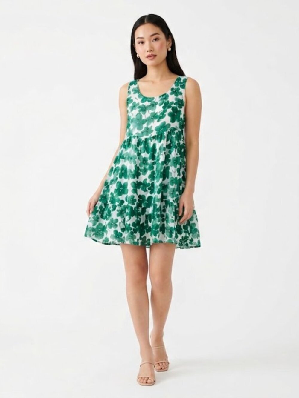 Bellambia Made In Italy Silk Blend Green Floral Summer Dress Size S